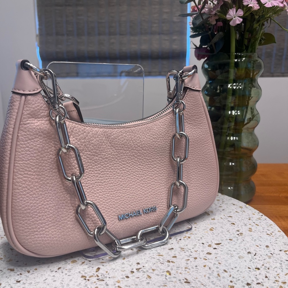 Michael Kors Cora Pink Pebbled Leather and Silver Hardware Shoulder Bag
